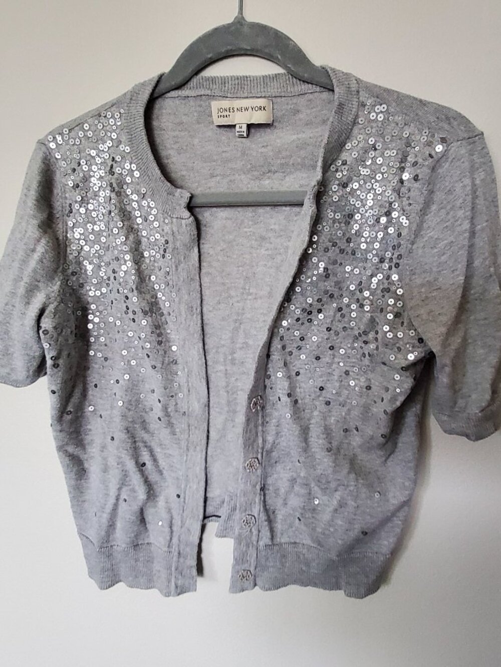 Romantic Jones New York Gray summer shrug with sequins